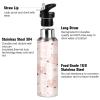 Water Bottle with Straw, Leakproof, Pink Pig Hearts, Vacuum-Insulated, 600 ml view 3