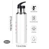 Straw Water Bottle, Leakproof Vacuum-Insulated Sports Bottle, Baseball White Ball, 600 ml view 2