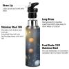 Leakproof Insulated Water Bottle with Straw, Galaxy Planets, 600 ml view 3