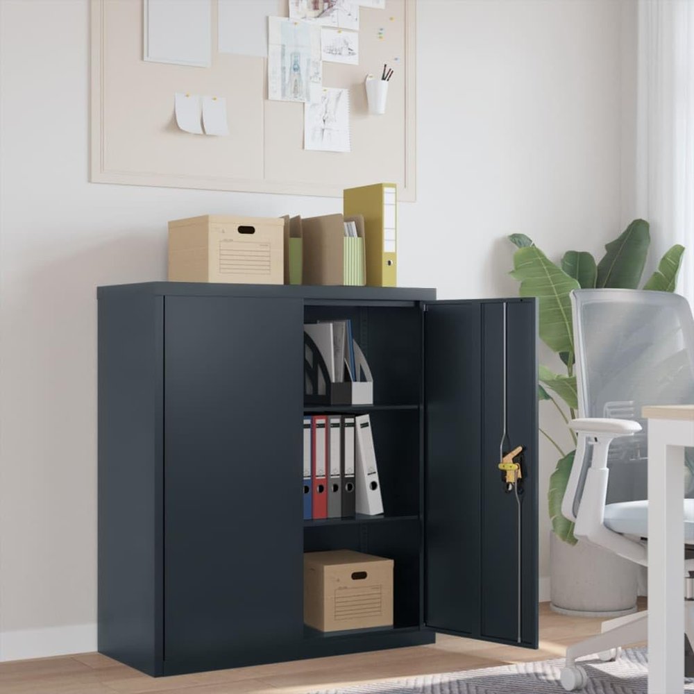 Keyroto Metal Filing Cabinet with Shelves and Lock, Steel, Anthracite, 90 x 40 x 105 cm