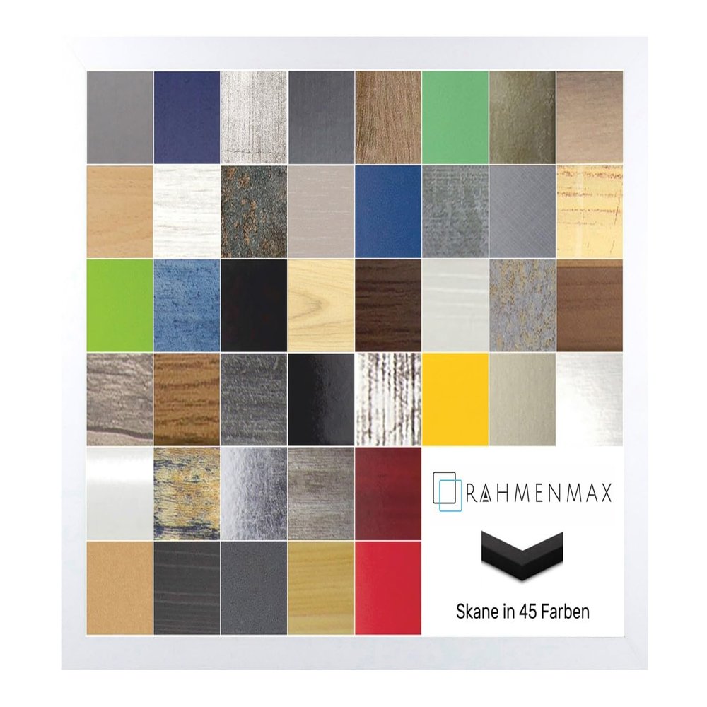 Skane MDF Frame for 56 x 71 cm Picture, White Wood Grain, with Acrylic Glass