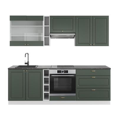 Vicco Fame-Line Kitchen Unit, Green-Gold Country Style/White, 235 cm