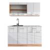 Vicco R-Line Single Kitchen, White High-Gloss/Goldkraft Oak, 140 cm view 1