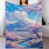 PAZZK Japanese-Style 3D Printed Flannel Fleece Throw Blanket, Soft Sofa and Bed Blanket, 130 x 150 cm view 1