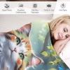 Cat Flannel Throw Blanket for Sofa, Soft Warm Wrinkle-Resistant Blanket, 180 x 200 cm view 3