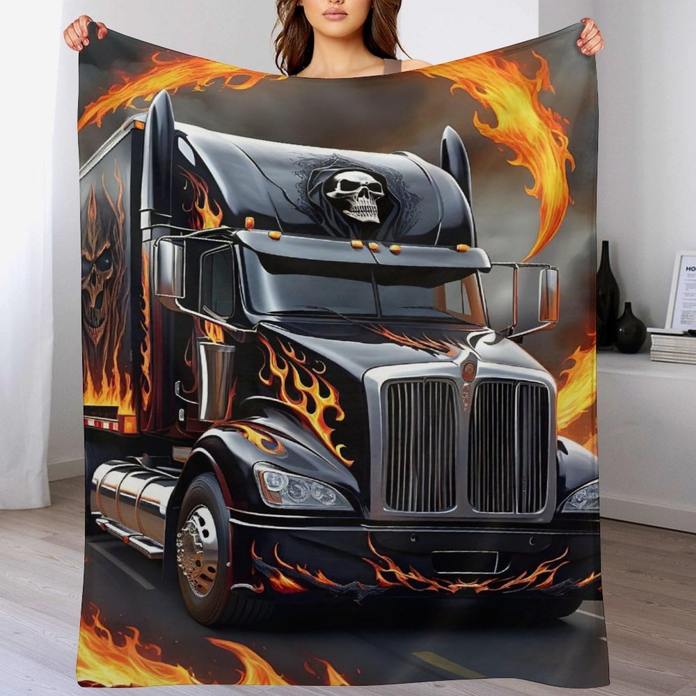 Truck Throw Blanket, Warm & Cozy, Washable, 130 x 150 cm