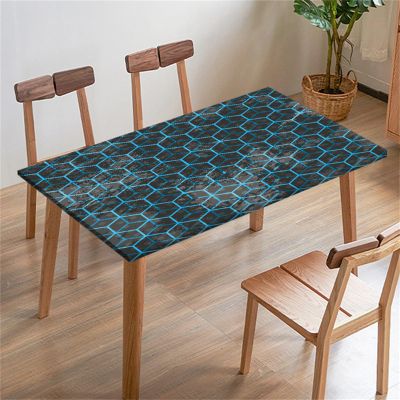 Morbuy 3D Rectangular Elastic Tablecloth, Geometric Pattern, 7.8 ft/244 x 77 cm