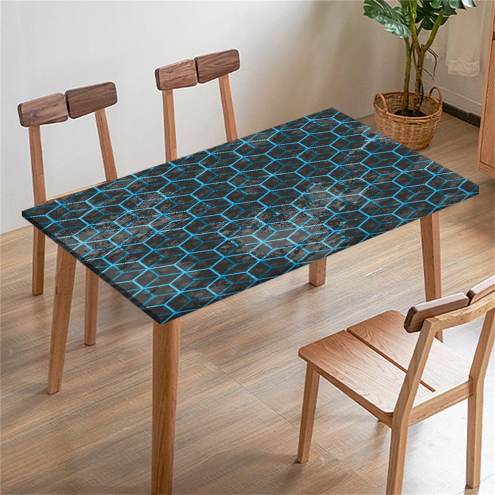 Morbuy 3D Rectangular Elastic Tablecloth, Geometric Pattern, 7.8 ft/244 x 77 cm