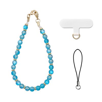 AOKSUNOVA Blue Beaded Short Phone Wrist Strap