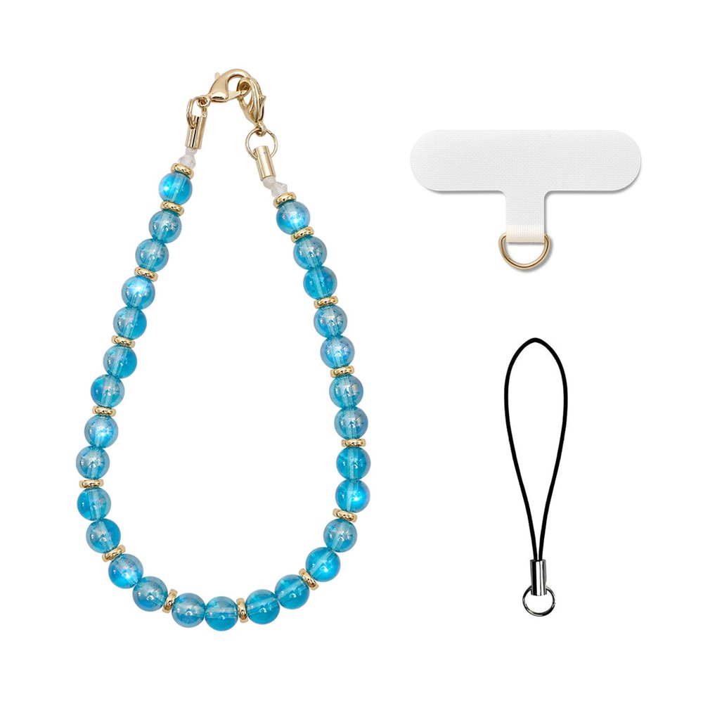 AOKSUNOVA Blue Beaded Short Phone Wrist Strap