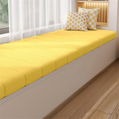 Round Indoor Bay Window Seat Cushion, Waterproof Fleece Bench Pad, 80 x 45 x 6.5 cm