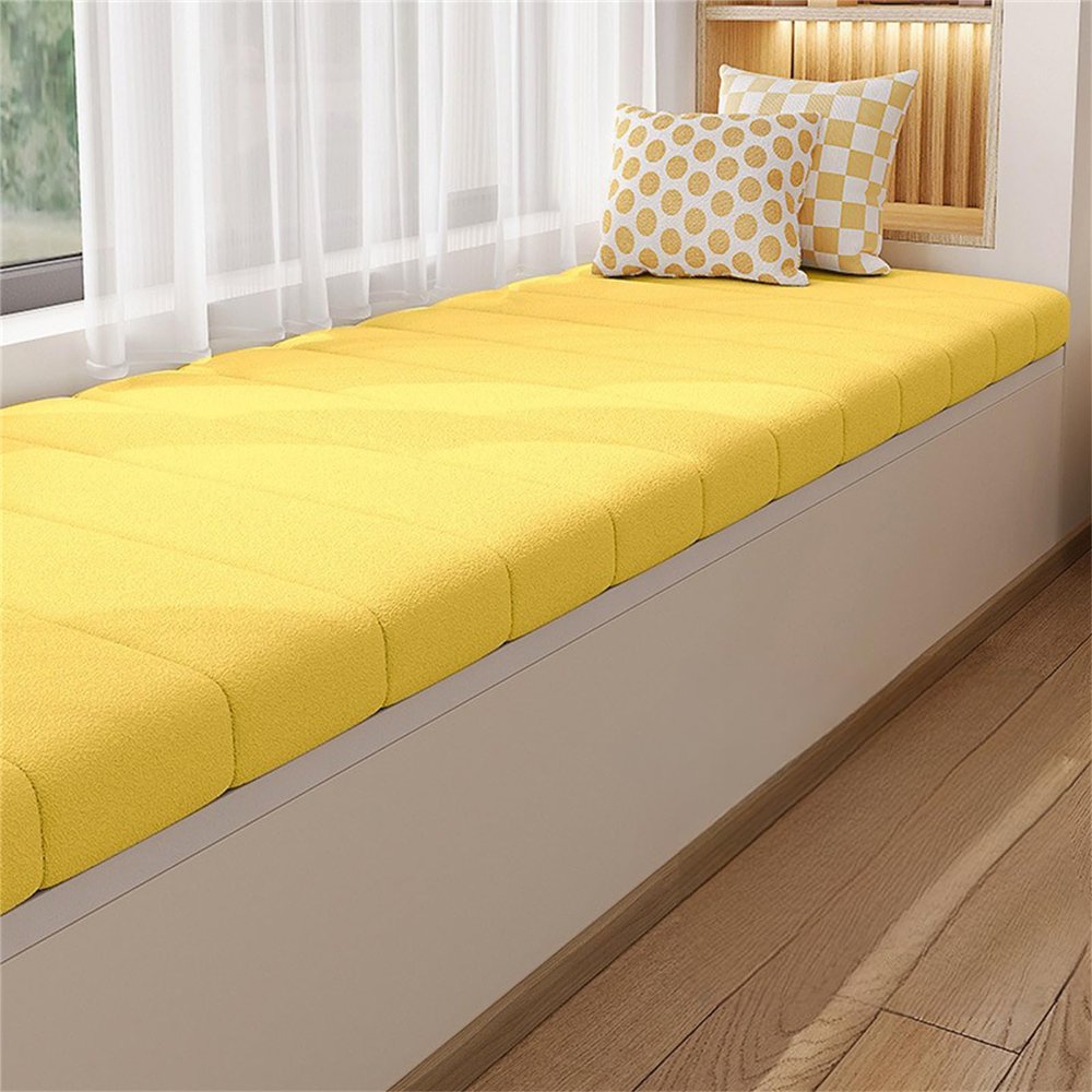 Round Indoor Bay Window Seat Cushion, Waterproof Fleece Bench Pad, 80 x 45 x 6.5 cm