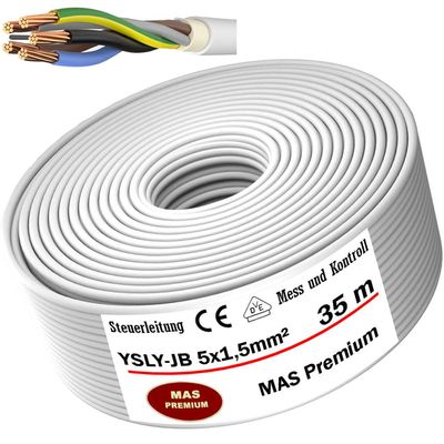 MAS Premium YSLY-JB 5×1.5 mm² Flexible Control Cable, Gray, 5–170 m (35 m)
