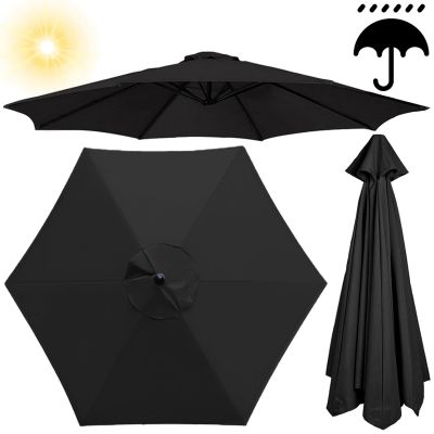 Replacement Patio Umbrella Canopy, 6/8 Ribs, UV50+, Waterproof, Black, 200/270/300 cm (2.8 ft)