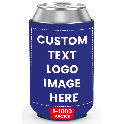 Personalized Neoprene Can Cooler Sleeves, 300-Pack, Insulated, for 340 ml Cans and Bottles, Navy Blue