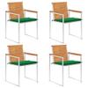 4-Piece Acacia Wood Outdoor Dining Chair Set with Cushions view 1