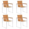 4-Piece Acacia Wood Outdoor Dining Chair Set with Cushions view 3