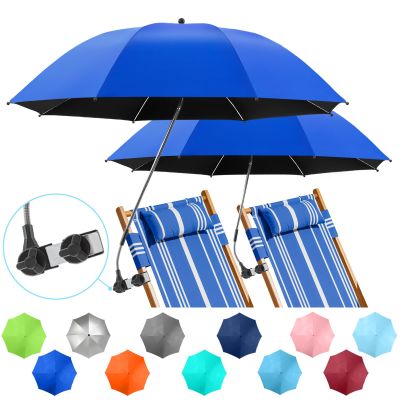 NBtoUS Clip-On Beach Umbrellas, 360° Adjustable, UPF 50+, 2-Pack, Azure Blue (Chair Not Included)