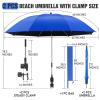 NBtoUS Clip-On Beach Umbrellas, 360° Adjustable, UPF 50+, 2-Pack, Azure Blue (Chair Not Included) view 4
