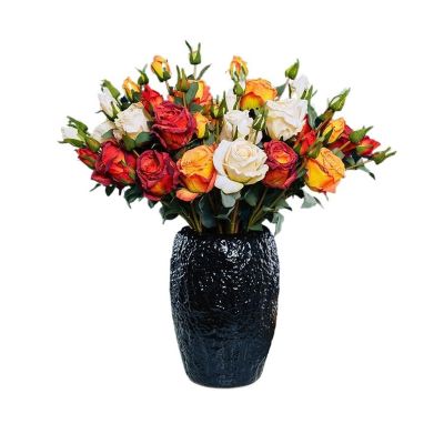 luckxuan Artificial Rose Bouquet with Ceramic Vase, Color B