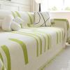 Bishilin Chenille Sofa Cover for 4-Seat Corner Sofa, Green Striped with Tassels, 180 × 420 cm view 1