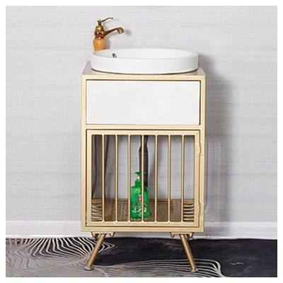Industrial-Style Bathroom Vanity Cabinet with Sink, Faucet, Drain, and Mirror, 50 x