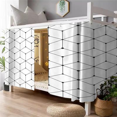 Treer Bunk Bed Curtain, Blackout Bed Canopy, Geometric Pattern, 1.2 m x 2 m (2 Pieces)