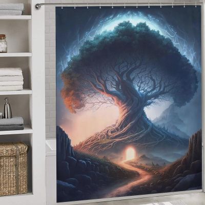 PAZZK Magical Tree Landscape Shower Curtain, 72 x 72 in