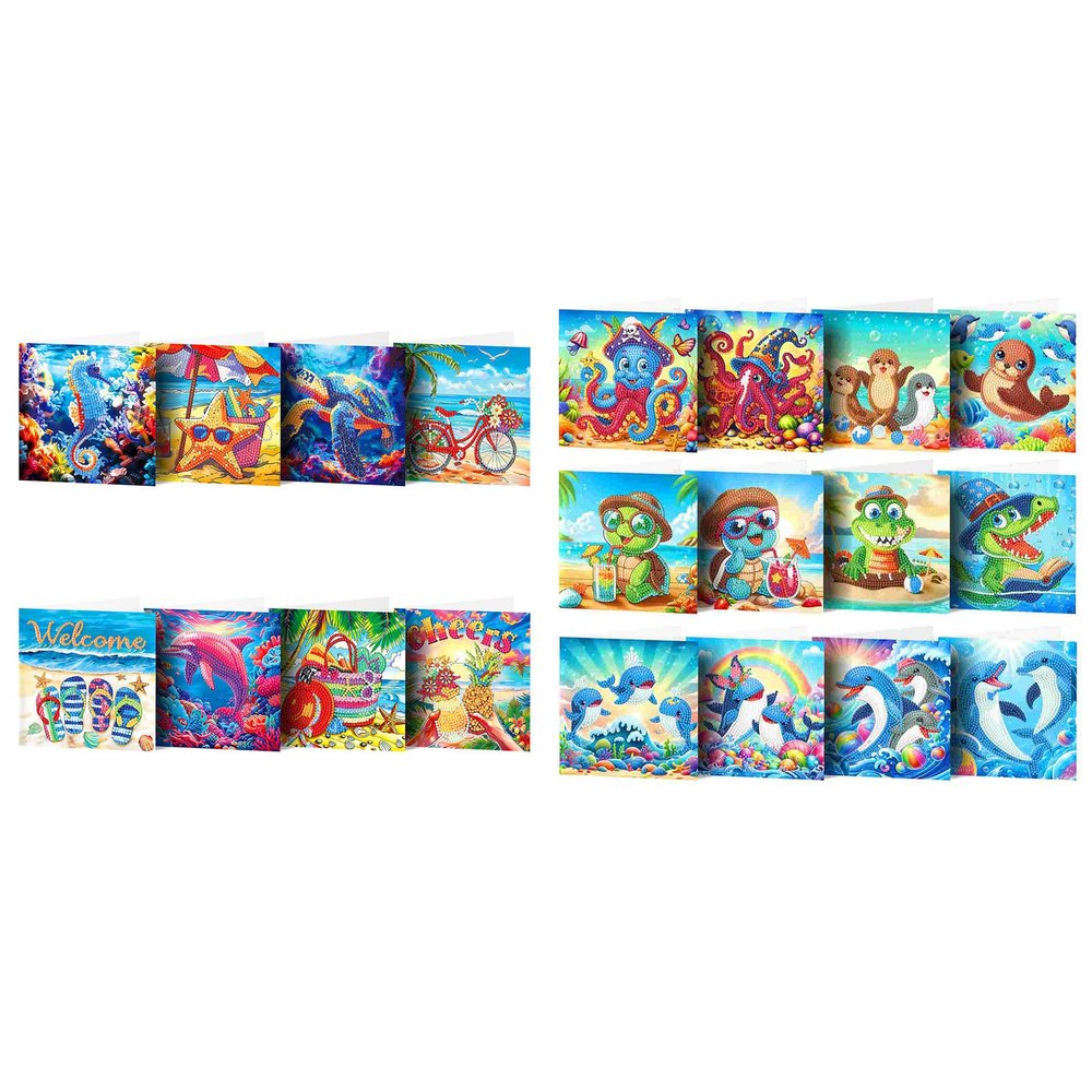 CXINLky 5D DIY Diamond Painting Greeting Cards, 2024 New, 20-Piece Birthday Gift Cards for Family, Loved Ones & Friends, 2-Piece-C