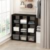 Furinno Cubic Open-Back Shelf for Clothing & Closet Storage, 9 Cubes, Dark Oak view 1