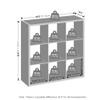 Furinno Cubic Open-Back Shelf for Clothing & Closet Storage, 9 Cubes, Dark Oak view 2
