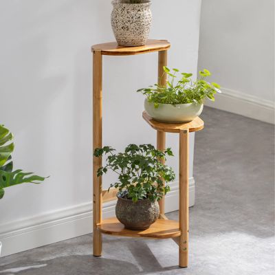 MJMLUCK Plant Stand, 3-Tier Bamboo Flower Pot Stand, Corner Plant Stand for Indoor and Outdoor Use, for Garden, Balcony, Living Room, Office, or Shop