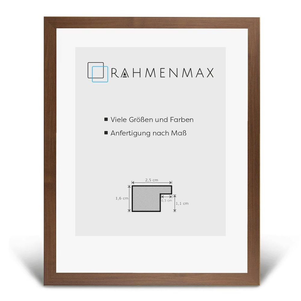 RahmenMax Skane Puzzle Frame 48.7 x 64.7 cm, Dark Walnut, White Backing, Anti-Glare Acrylic Glass