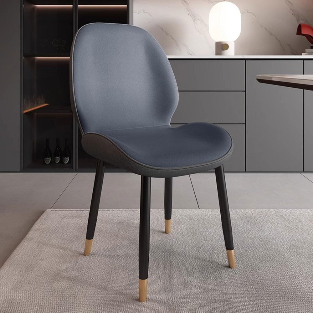 Ergonomic Dining Chair, Upholstered Kitchen Side Chair, Durable Reception Chair with Metal Legs, Off-White