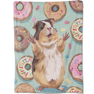 Happy Lovely Hamster Blanket, Cute Donut Dessert Paw Throw, 127 x 152.4 cm