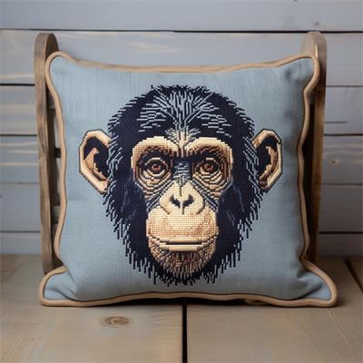 Lfynior Pre-Printed Animal Cross-Stitch Pillow Kit, 45 x 45 cm
