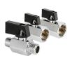 1-Piece PT1/8, 1/4, 3/8, 1/2 Mini Ball Valve Switch, Copper Ball Valve (Double Inner 4) view 2