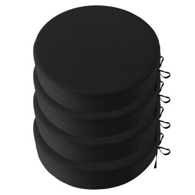 Heavyoff Set of 4 Waterproof Black Chair Cushions, 56 x 56 x 8 cm