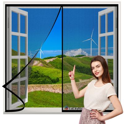 Magnetic Insect Screen for Windows, 140 x 110 cm, Black