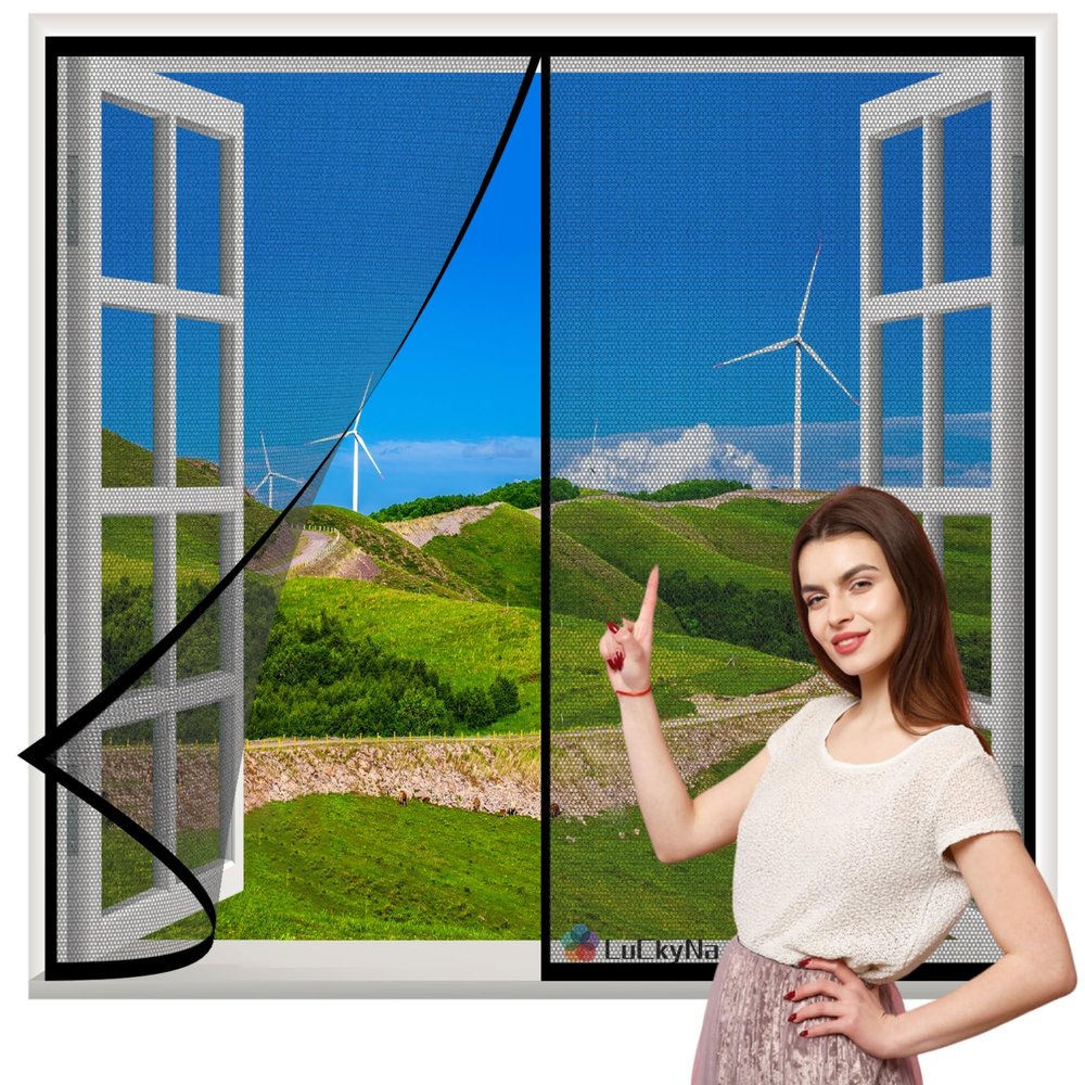 Magnetic Insect Screen for Windows, 140 x 110 cm, Black