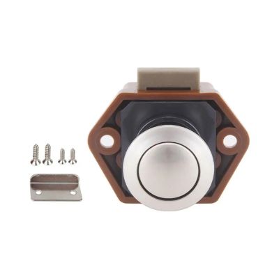 Mailbox Push-Button Lock, 20/26 mm, RV Camper Boat Drawer Cabinet Latch, Small Brown Nickel