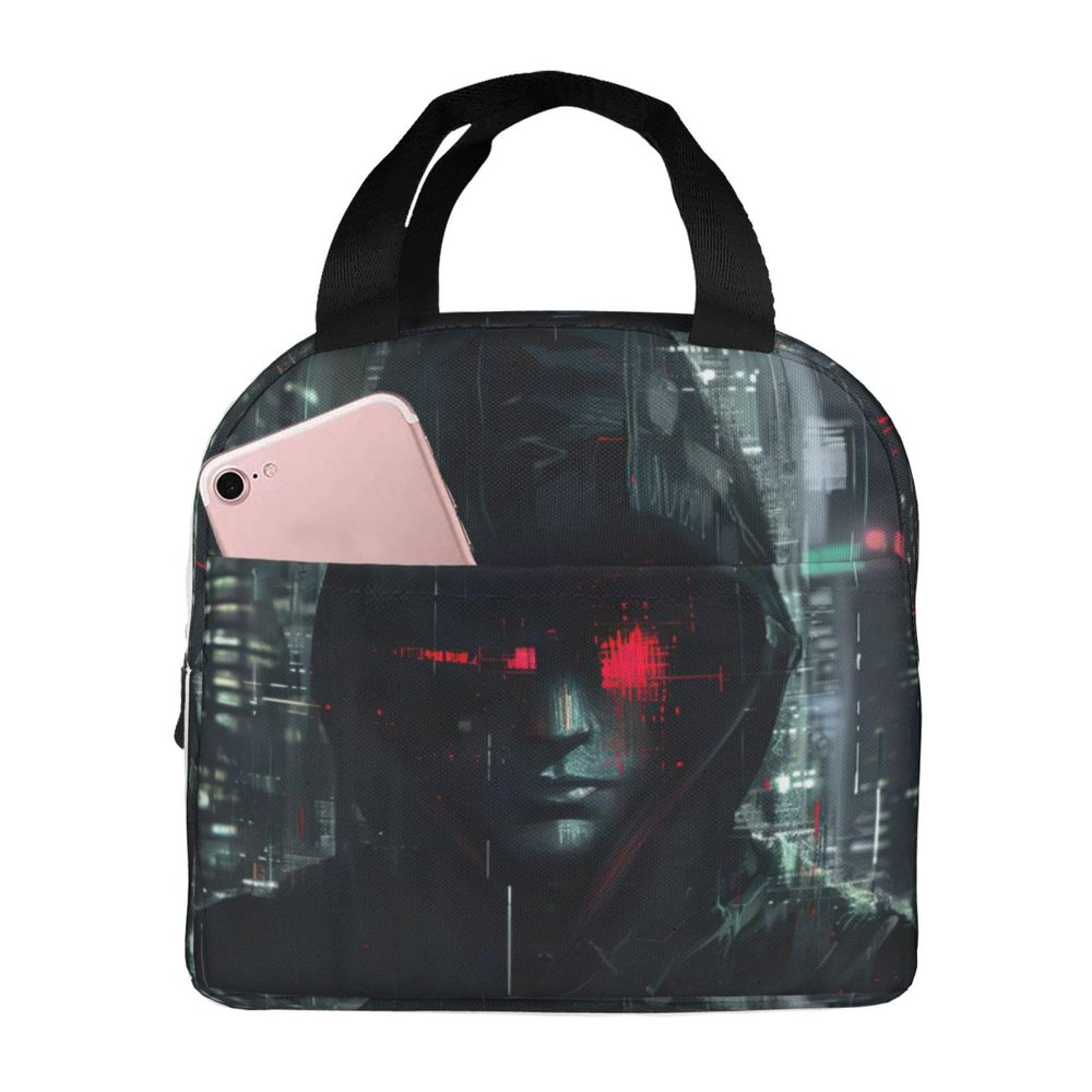 WURTON Hacker Era Print Reusable Insulated Lunch Bag for Women and Men