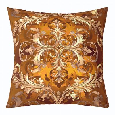 Homewish Paisley Damask Pillow Cover 60 x 60 cm, Golden Yellow Geometric Floral Decorative Accent Cover