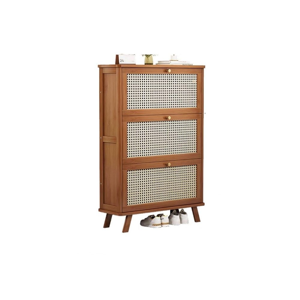 Bamboo Flip-Drawer Shoe Cabinet for Entryways