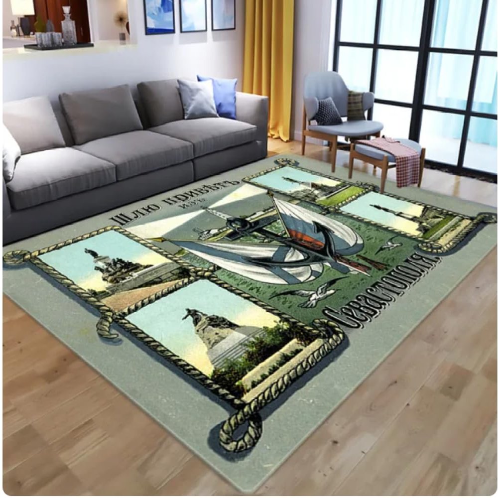 PASPRT Cartoon Anchor Print Area Rug for Living Room, Bedroom, Kids' Room, Hallway, Balcony, Non-Slip Mat, 80 x 150 cm