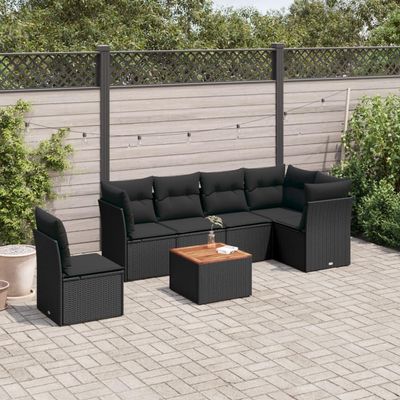 Festnight Outdoor Rattan Lounge Set with Storage, Corner Sofa