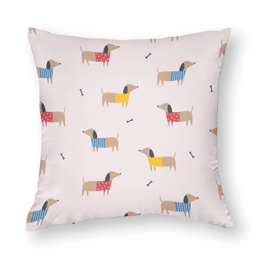 Zhimahou 40 x 40 cm Cute Dachshund Cartoon Pillow Cover