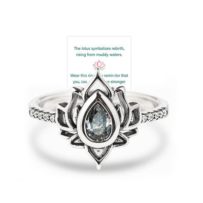 FUCK MY TRAUMA Lotus Ring, 925 Sterling Silver