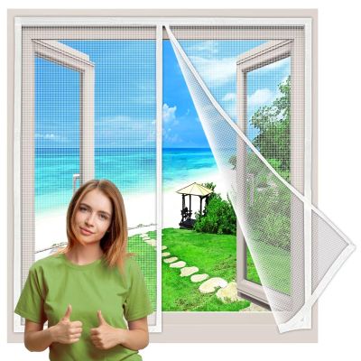 Magnetic Fly Screen Curtain for Windows and Doors, 130 x 165 cm, White