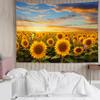 LB Orange Sunflower Wall Tapestry with Butterfly and Green Plant, 150 x 130 cm view 3
